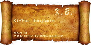 Kiffer Benjámin névjegykártya